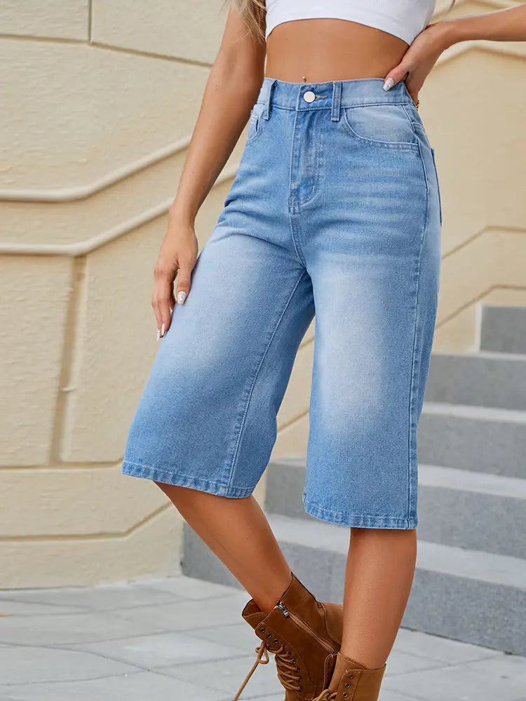 Soft Stretch Washed Denim Capris
