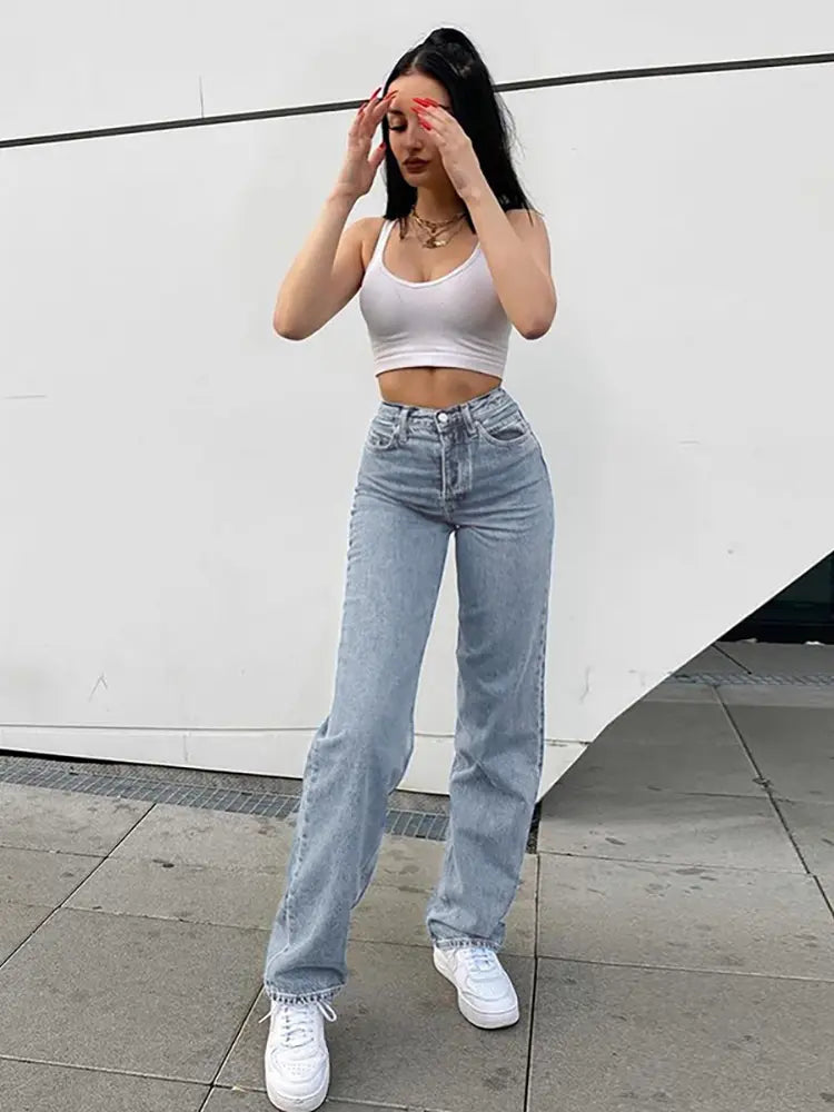 Butterfly Muse High-Waisted Artistic Denim Pants