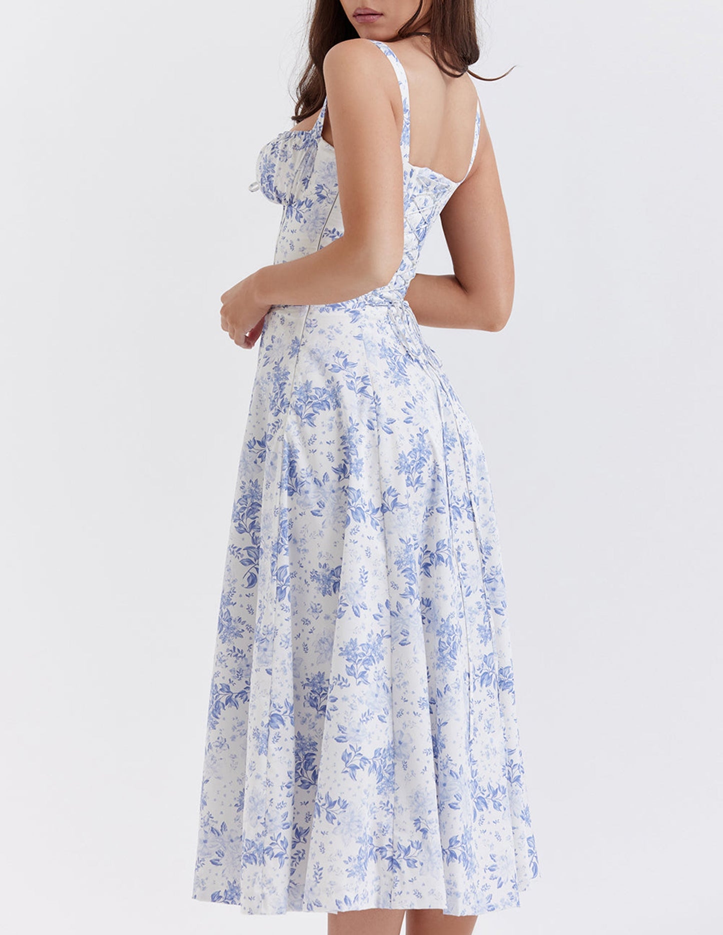 Floral Bustier Slip Dress with Thigh Slit