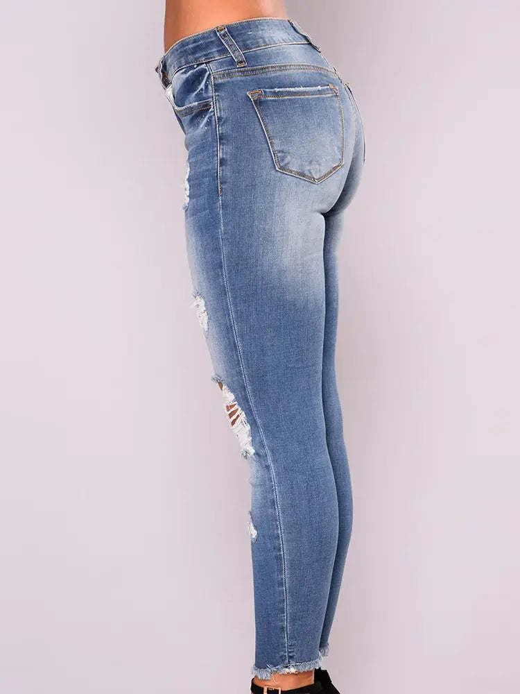 Sienna - High-Waist Ripped Stretch Skinny Jeans