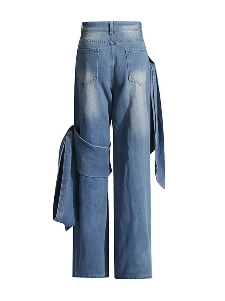 Vintage Bow Wide-Leg Statement Jeans