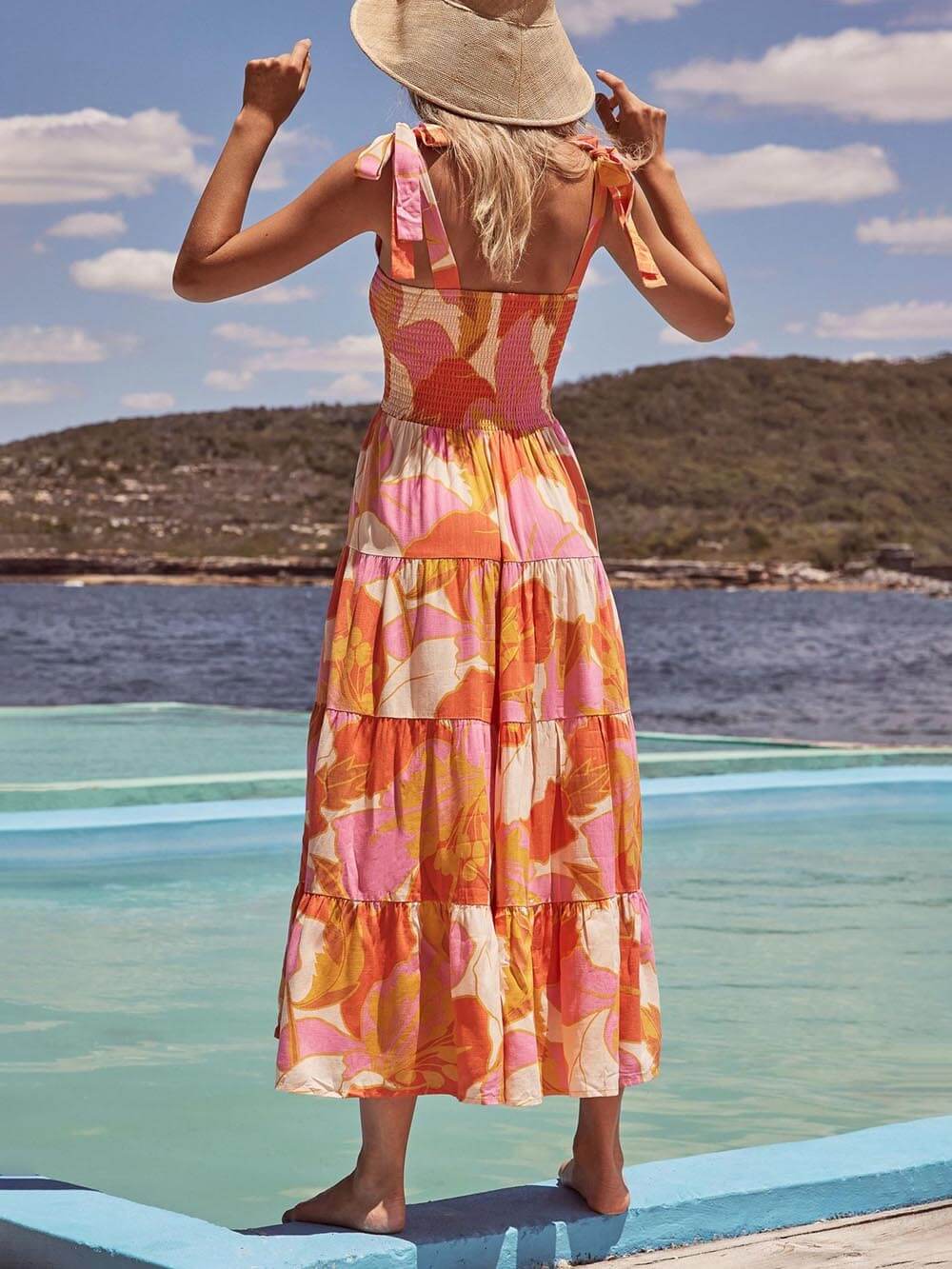 Sea Charm - Sleeveless Pleated Stretch Cami Dress