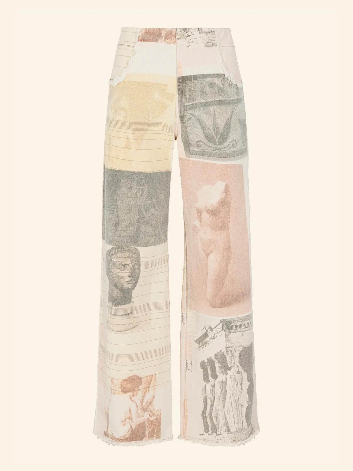Alma – Artistic Patchwork Wide-Leg Cotton Jeans