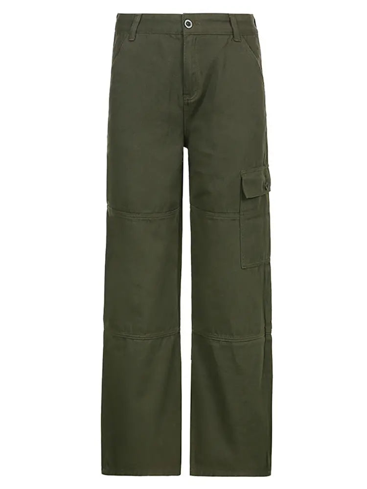 Chic High-Waist Green Straight Jeans