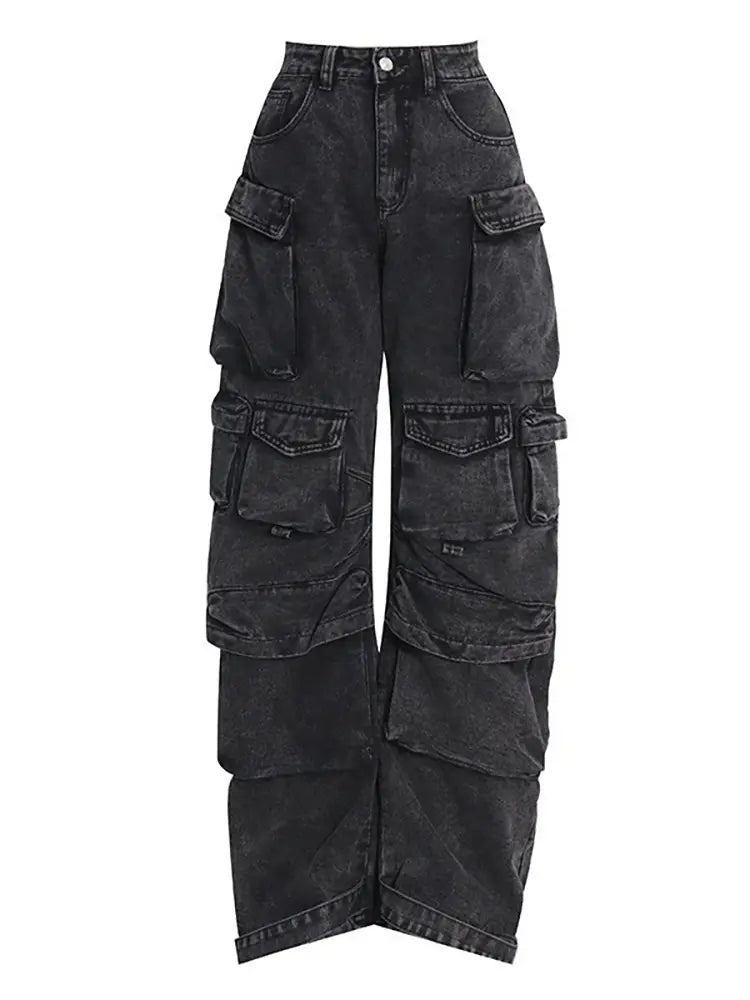 Rebel - Distressed Cargo Denim Pants