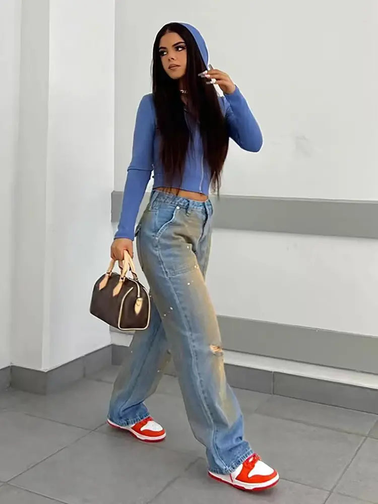 Retro Fade High-Waist Distressed Jeans
