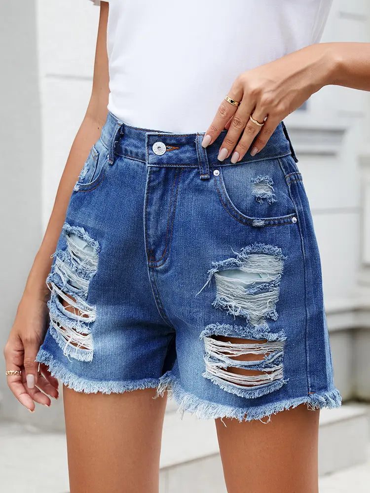 Frayed Edge Summer Denim Shorts