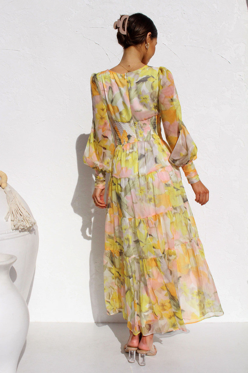 Floral Fantasy - Balloon Sleeve Maxi Dress