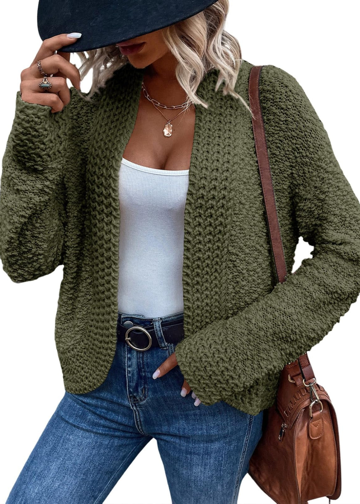 Women's Long Sleeve Cardigan Hand Knit