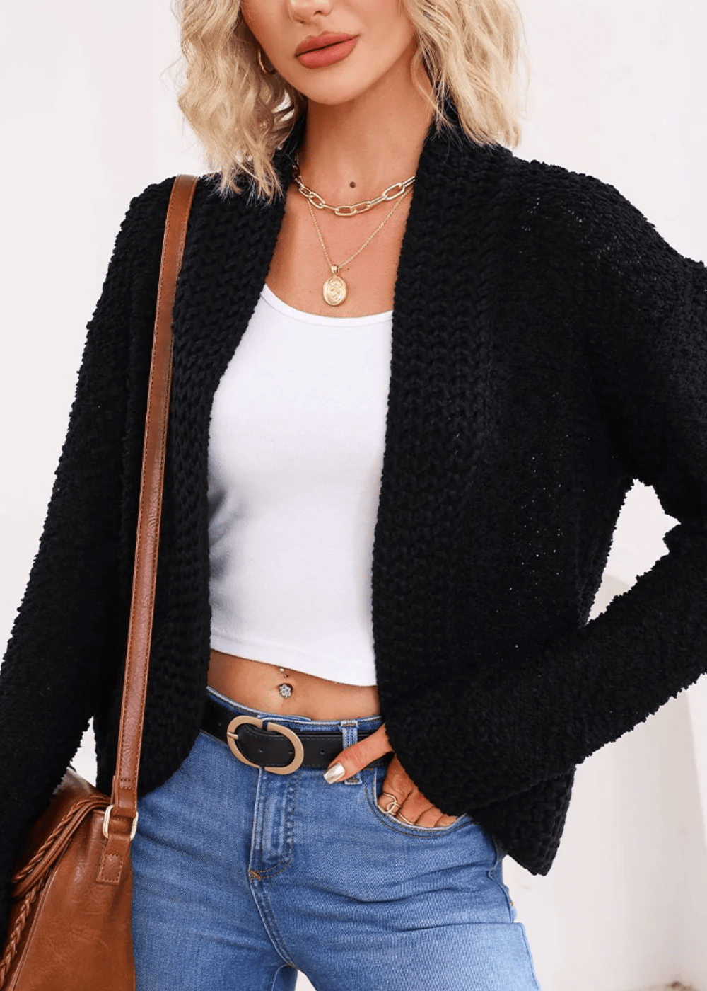Women's Long Sleeve Cardigan Hand Knit