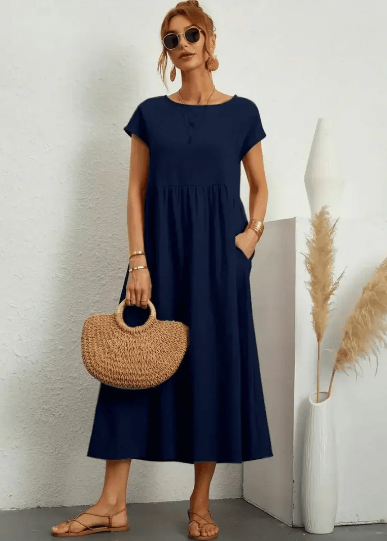 LUNA | RELAXED MIDI DRESS WITH POCKETS
