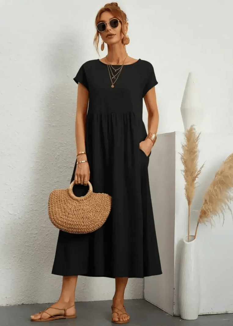 LUNA | RELAXED MIDI DRESS WITH POCKETS