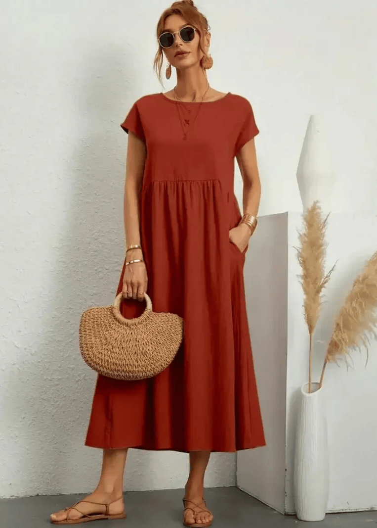 LUNA | RELAXED MIDI DRESS WITH POCKETS