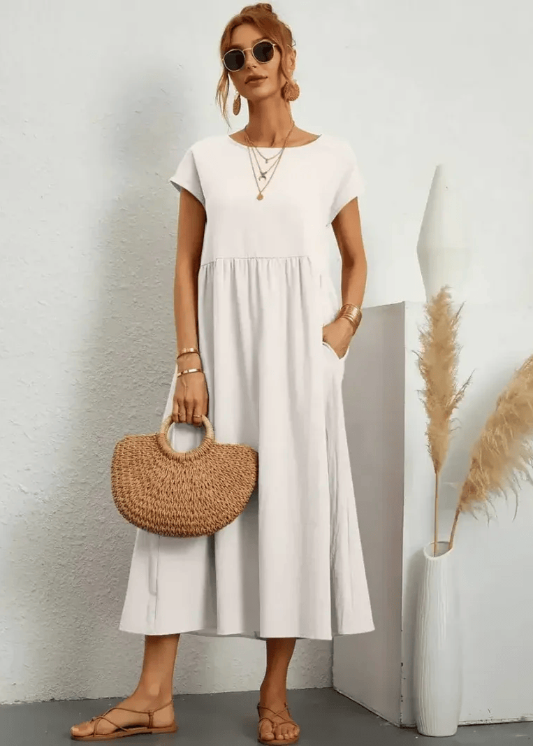 LUNA | RELAXED MIDI DRESS WITH POCKETS