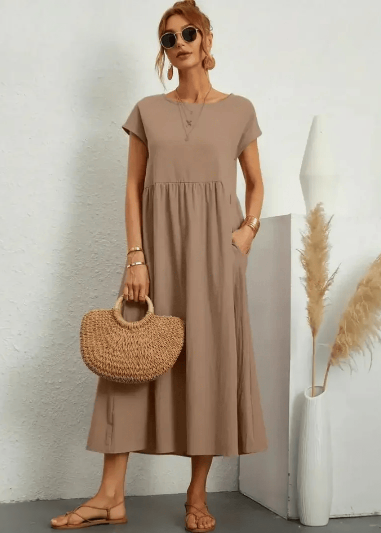 LUNA | RELAXED MIDI DRESS WITH POCKETS