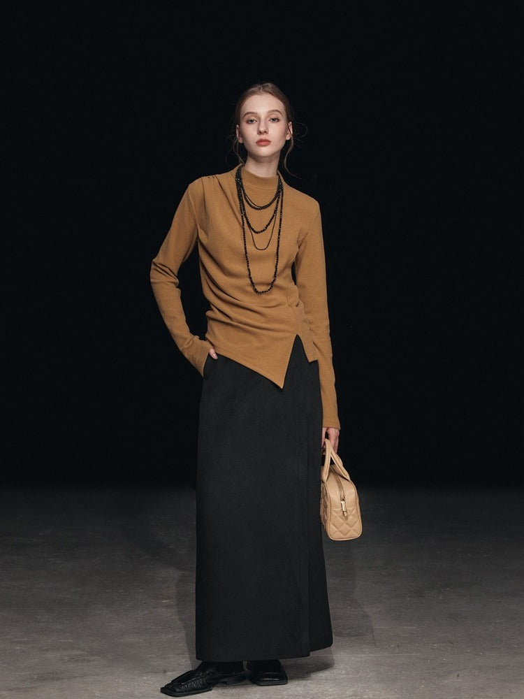 High-Waisted Vintage Wool Skirt
