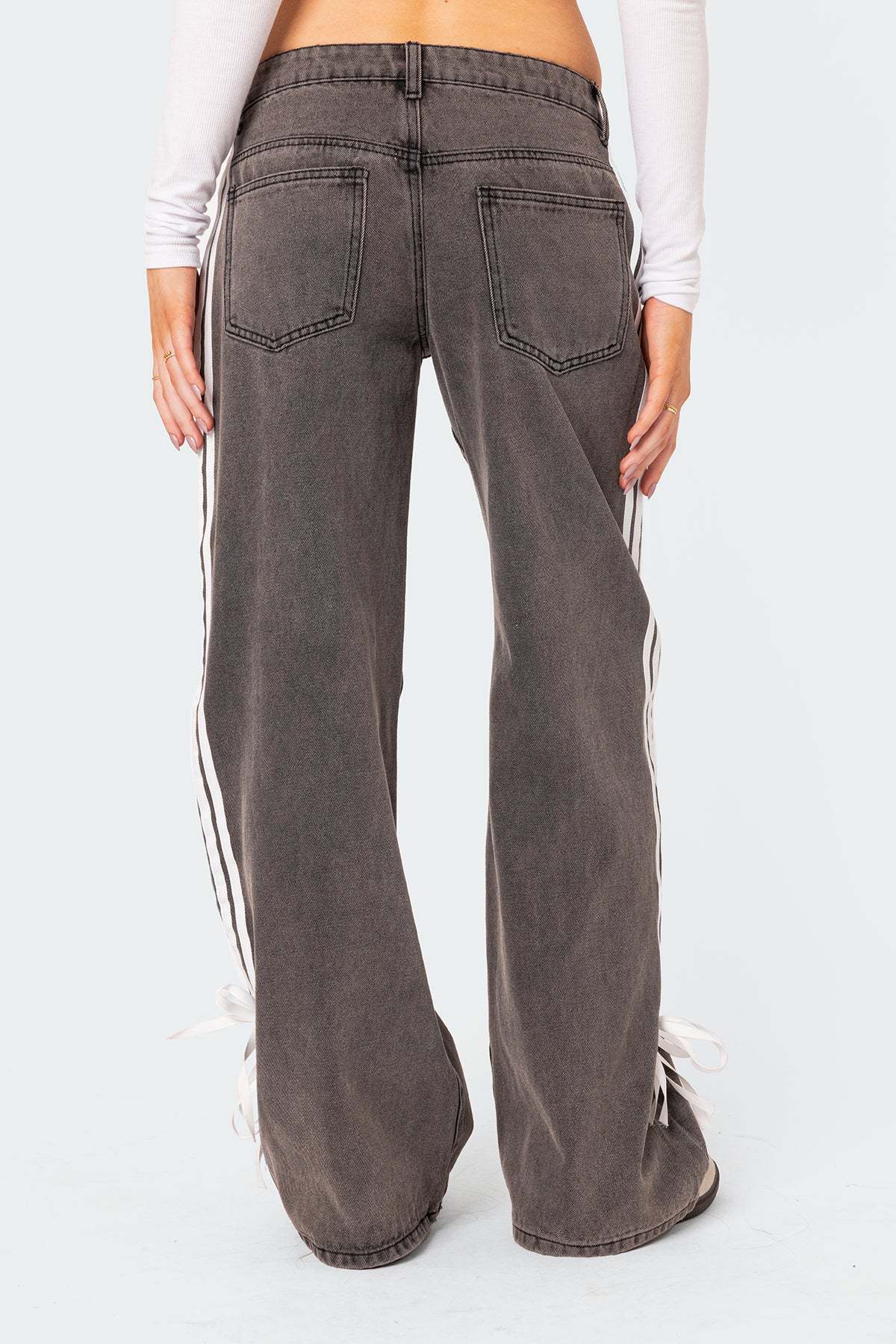 Luna - Side Stripe Bow Wide-Leg Jeans