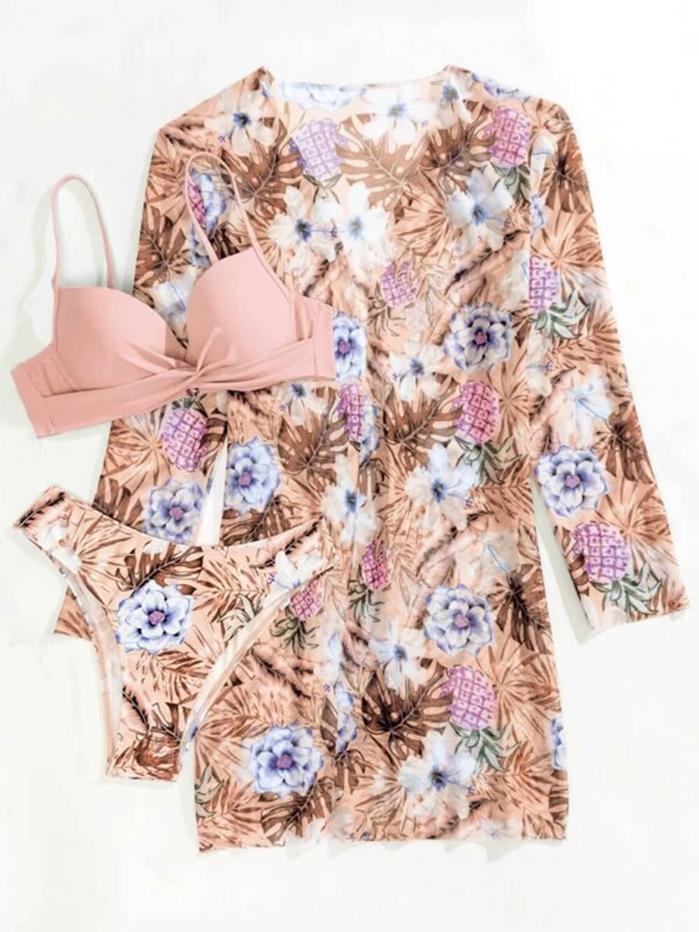 Vibrant Printed Swimsuit Three-Piece Set