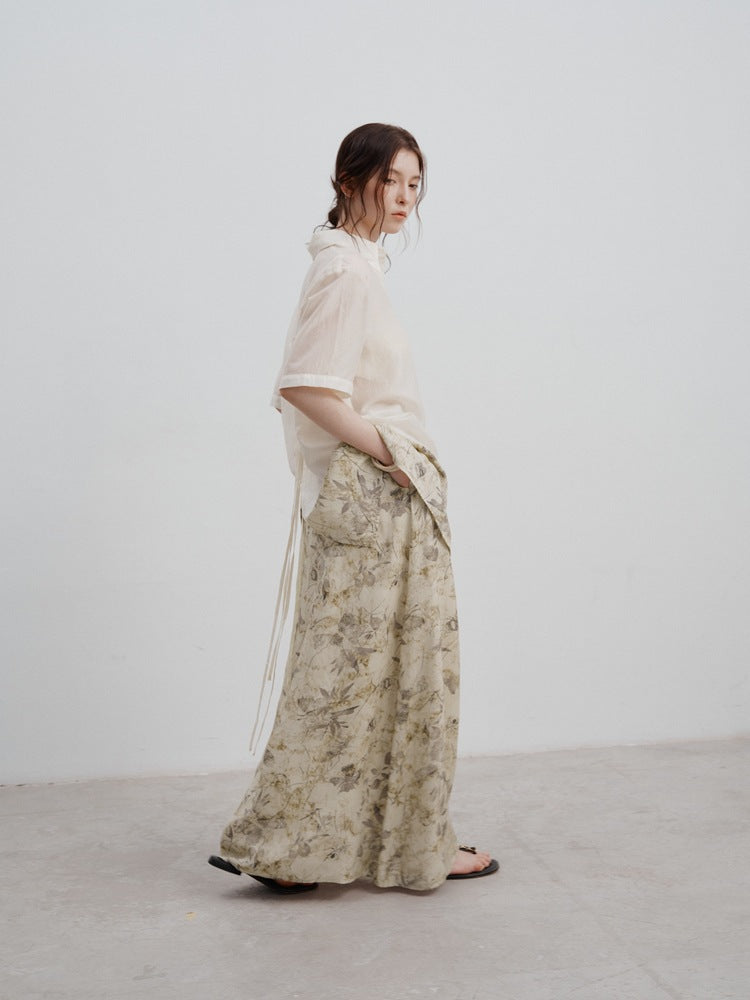 Tie-Dye Printed High-Waisted Skirt