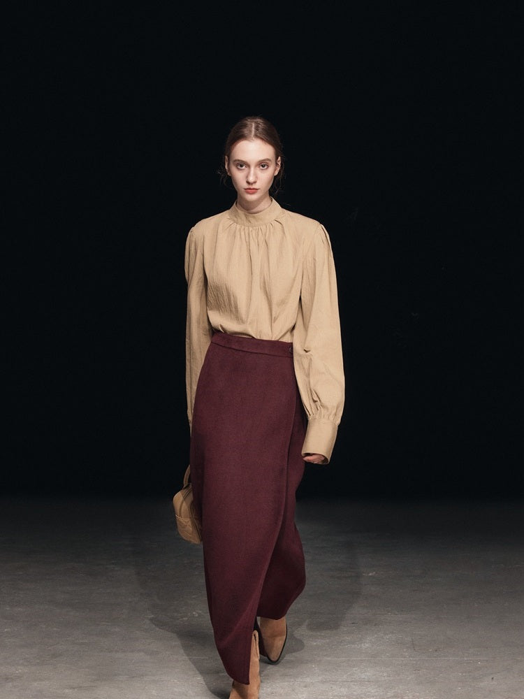 High-Waisted Vintage Wool Skirt