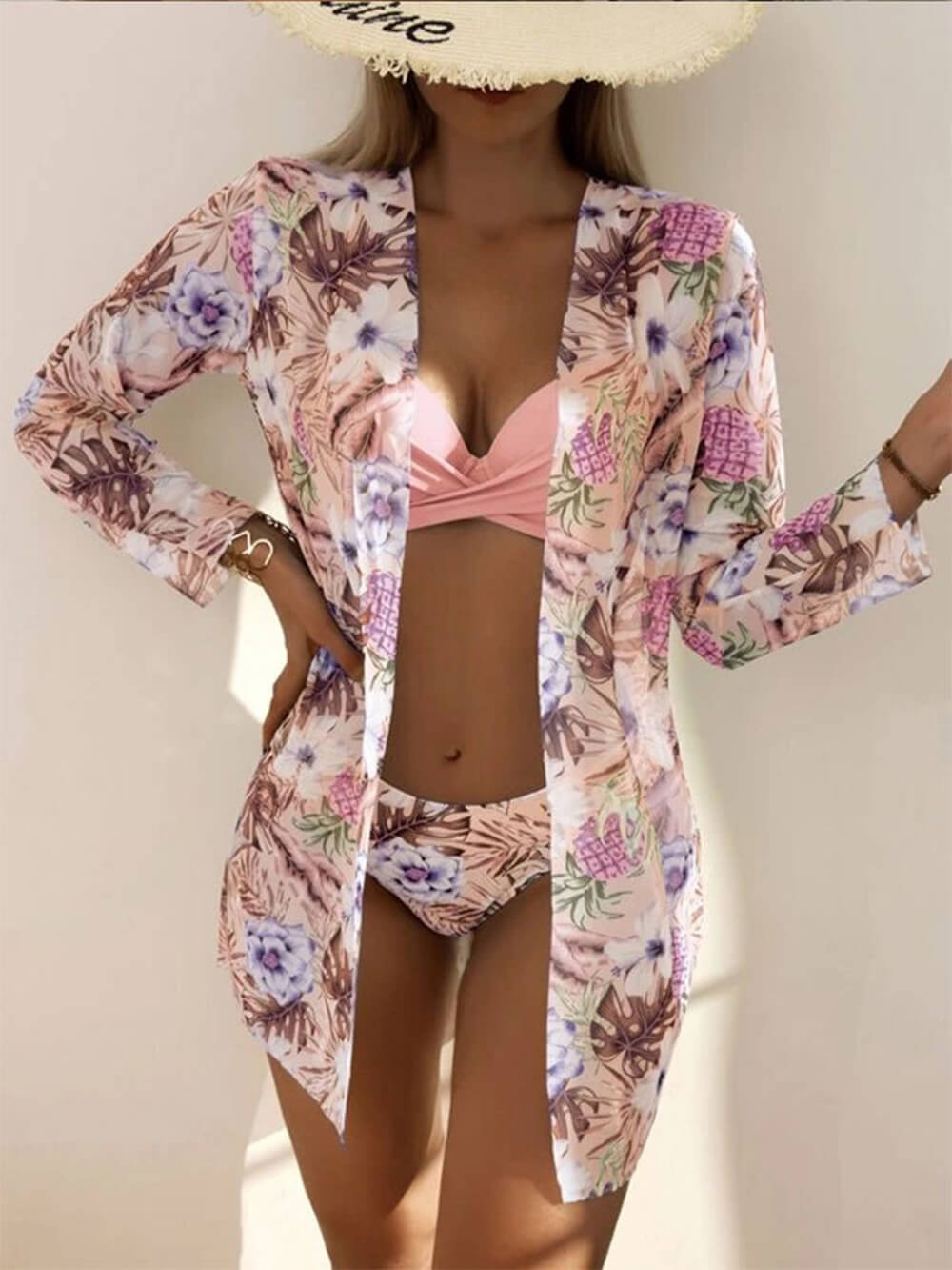 Vibrant Printed Swimsuit Three-Piece Set