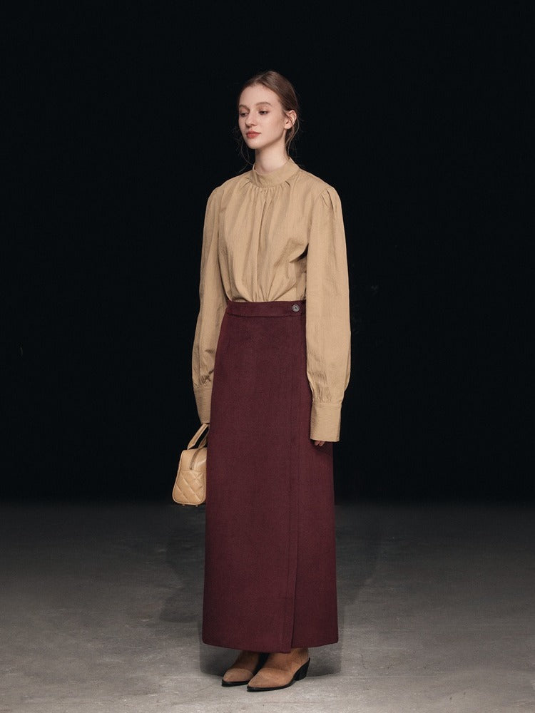 High-Waisted Vintage Wool Skirt