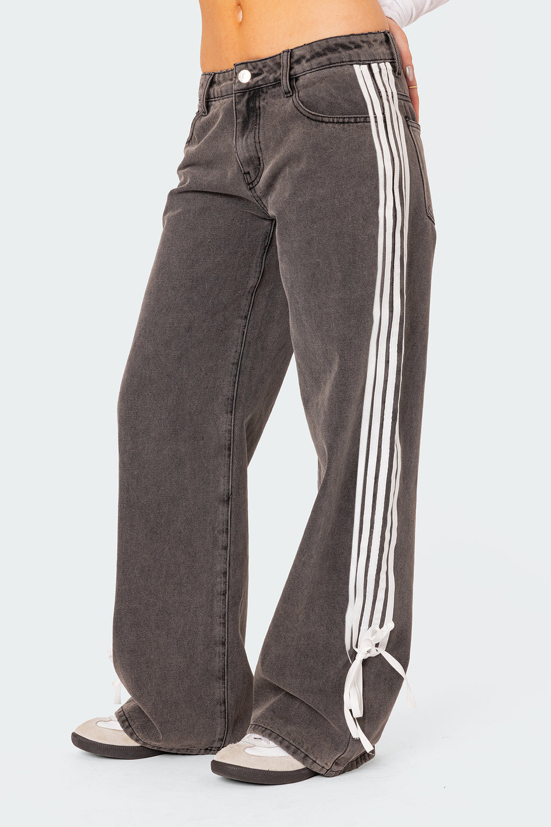 Luna - Side Stripe Bow Wide-Leg Jeans