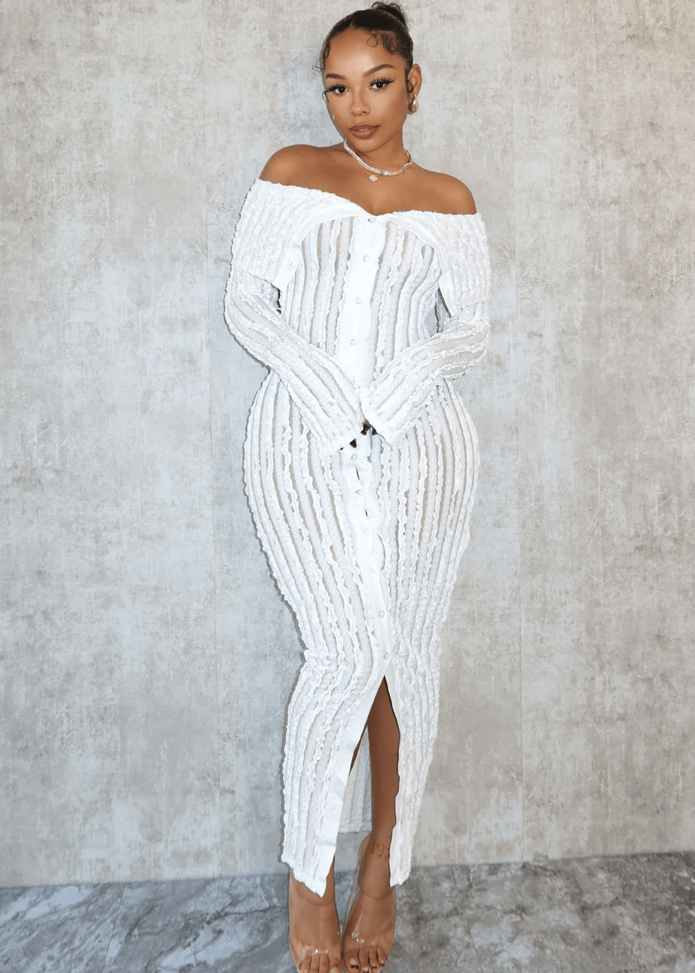 Olyda Off Shoulder Mesh Dress