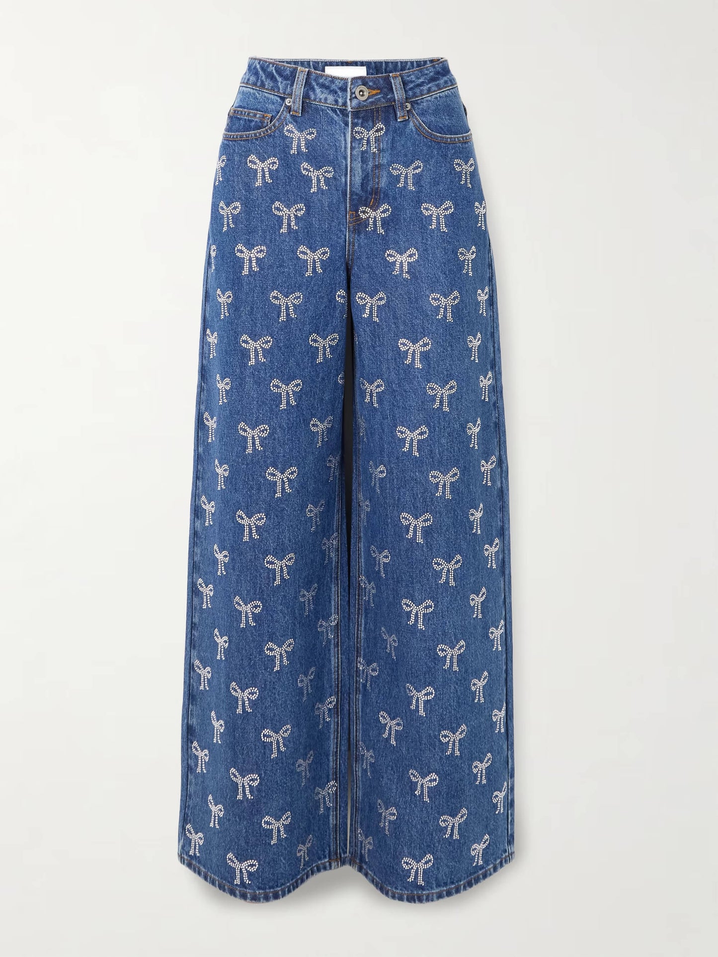 Crystal Bow Dream High-Rise Wide-Leg Jeans