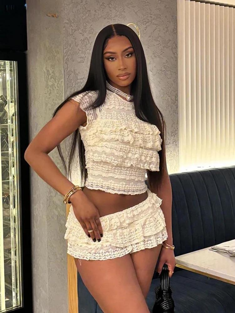 Summer Bliss Ruffled Crop Top and Skirt Set