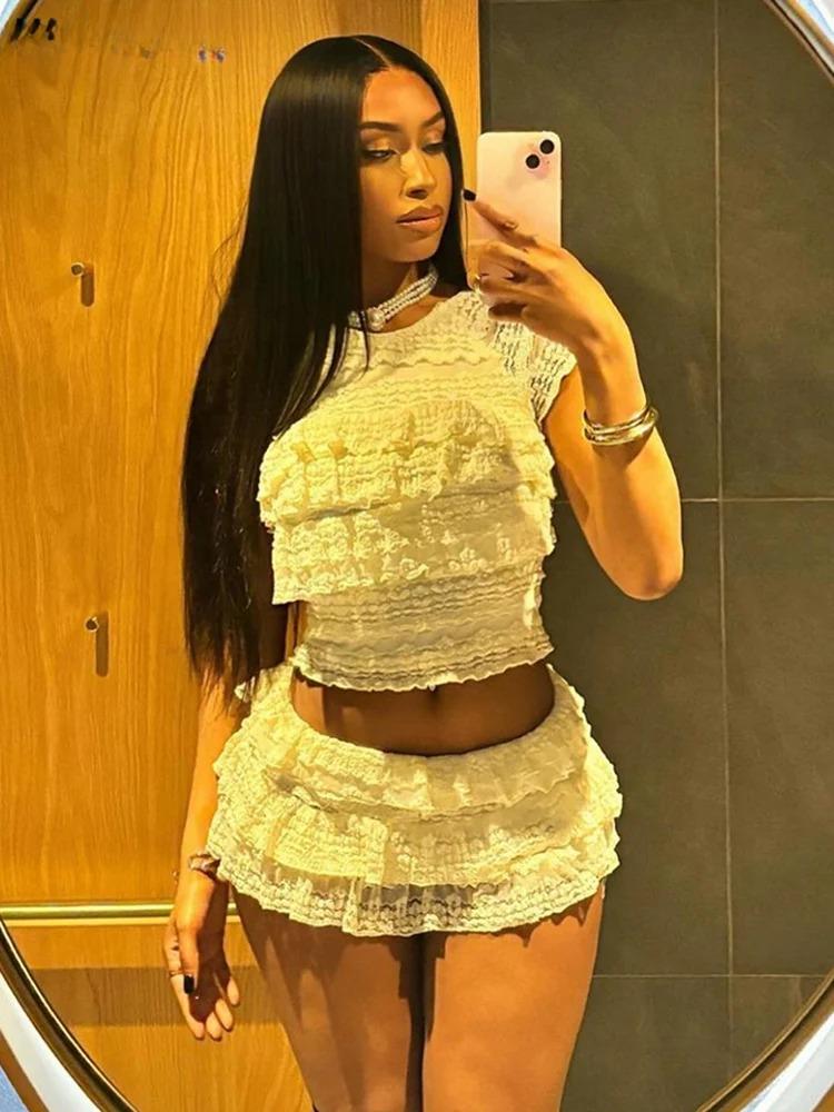 Summer Bliss Ruffled Crop Top and Skirt Set