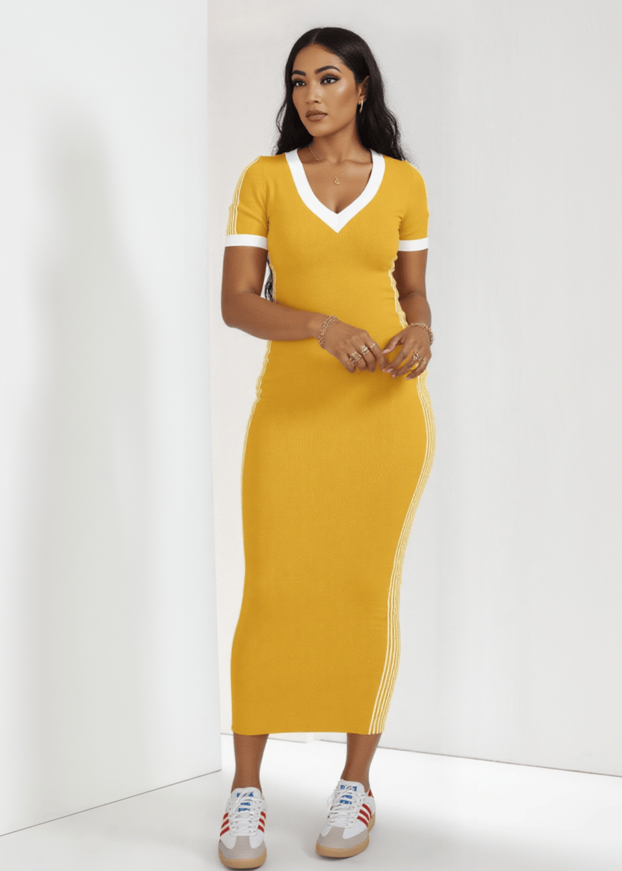 V-Neck Stripe Dress