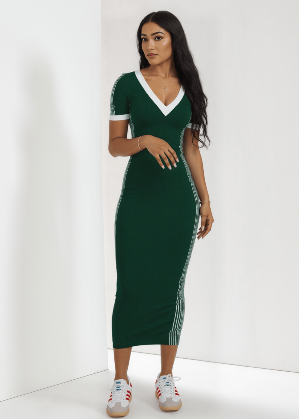 V-Neck Stripe Dress