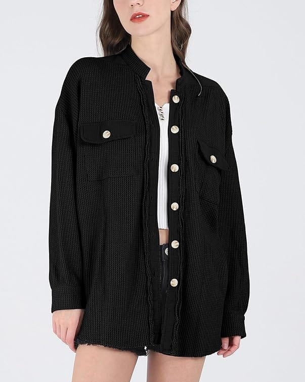 Waffle Knit Oversized Shacket