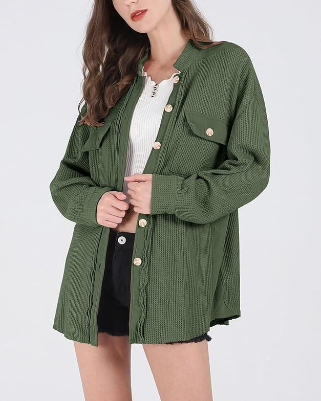 Waffle Knit Oversized Shacket