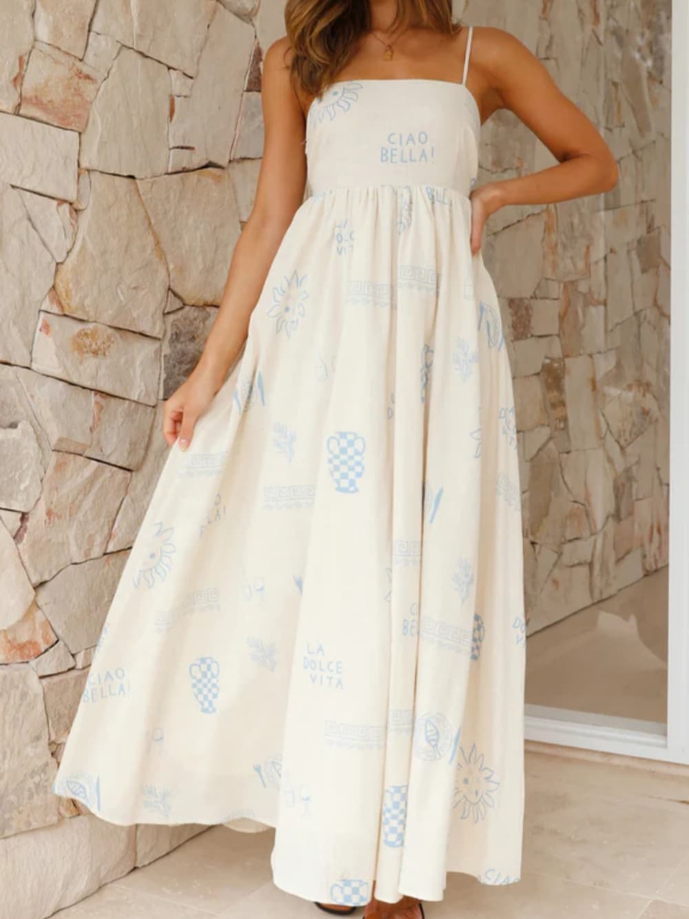 Serenity - Spaghetti Strap Open-Back Maxi Dress