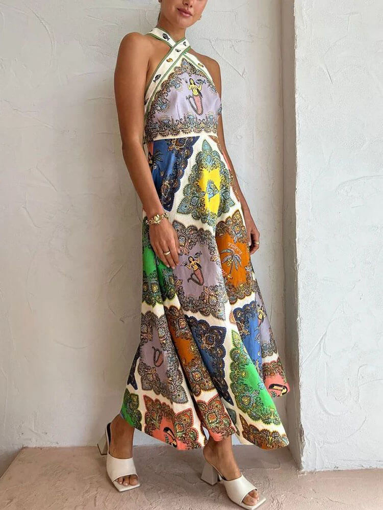 Evelyn - Paisley Satin Floral Maxi Dress