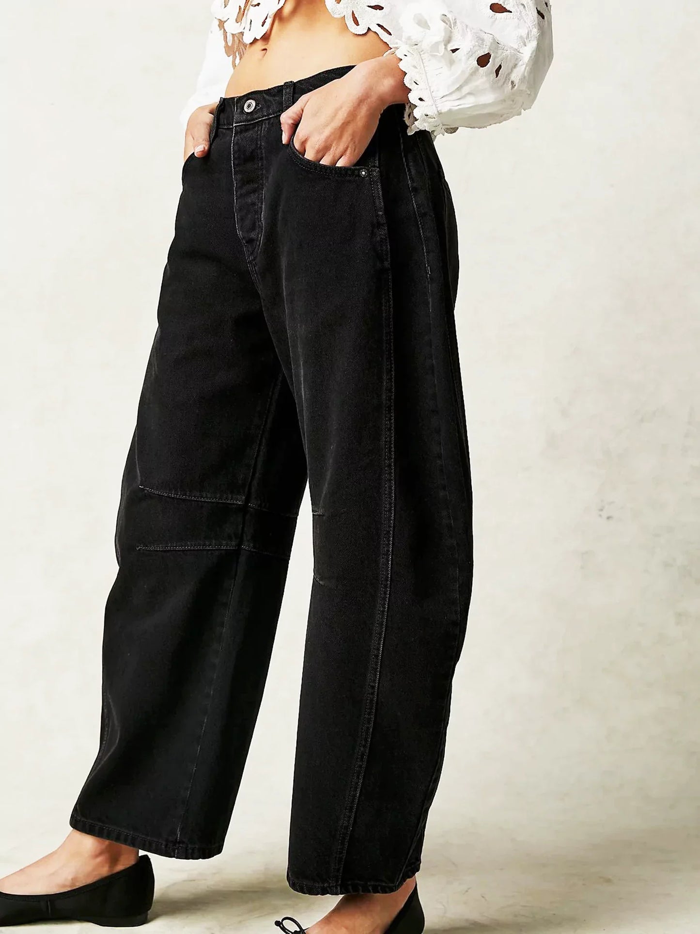 Wild Spirit Barrel-Leg Leopard Print Jeans