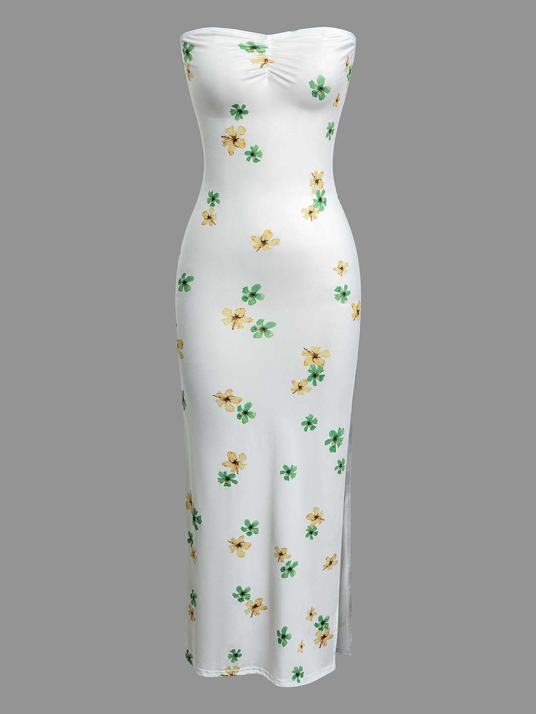Lily - Floral Ruched Strapless Maxi Dress