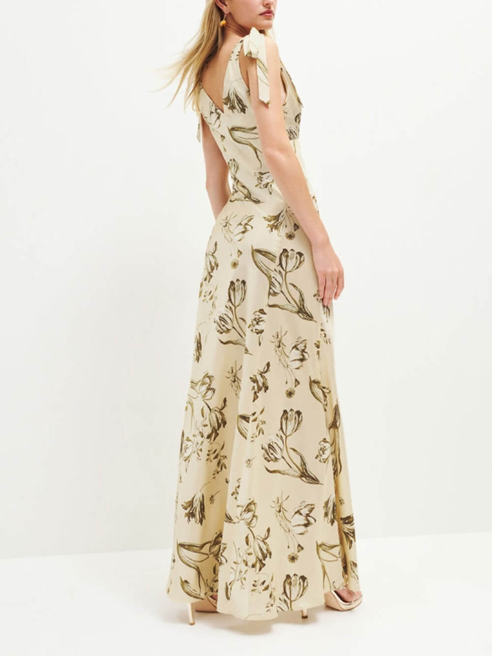 Leila Printed Knotted Flare Maxi Dress - Airnori