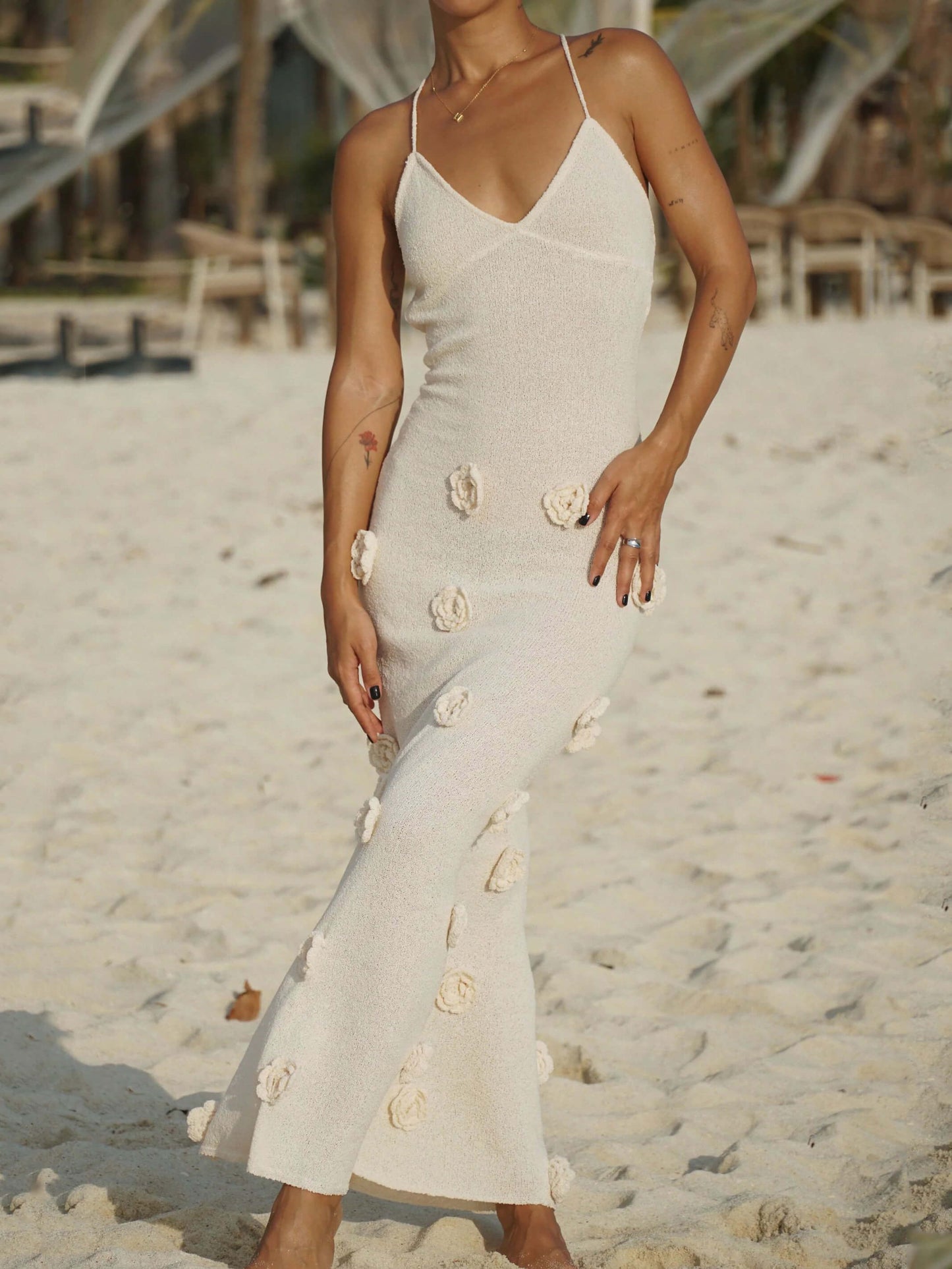Ariana - 3D Floral V-Neck Maxi Dress