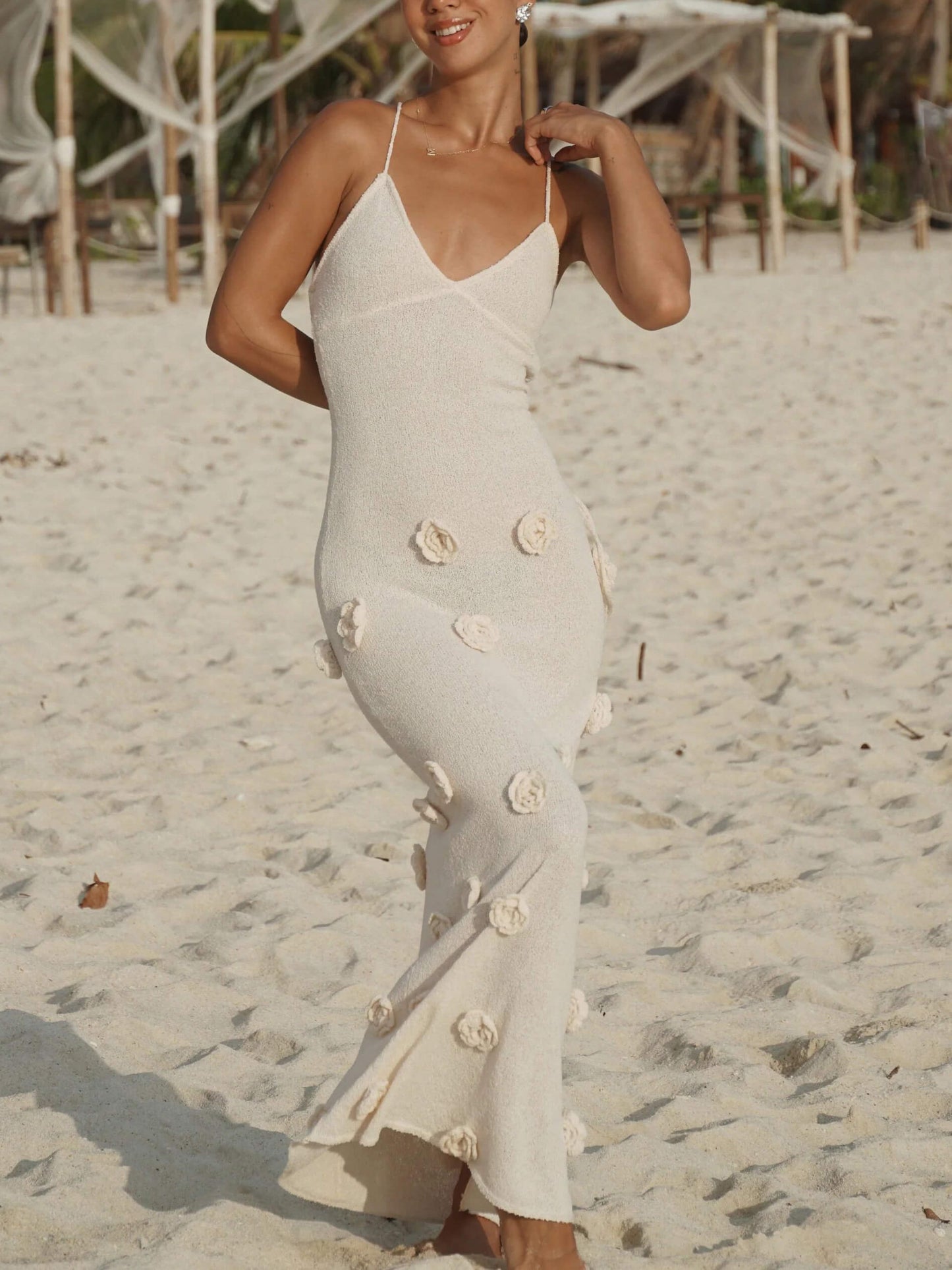 Ariana - 3D Floral V-Neck Maxi Dress
