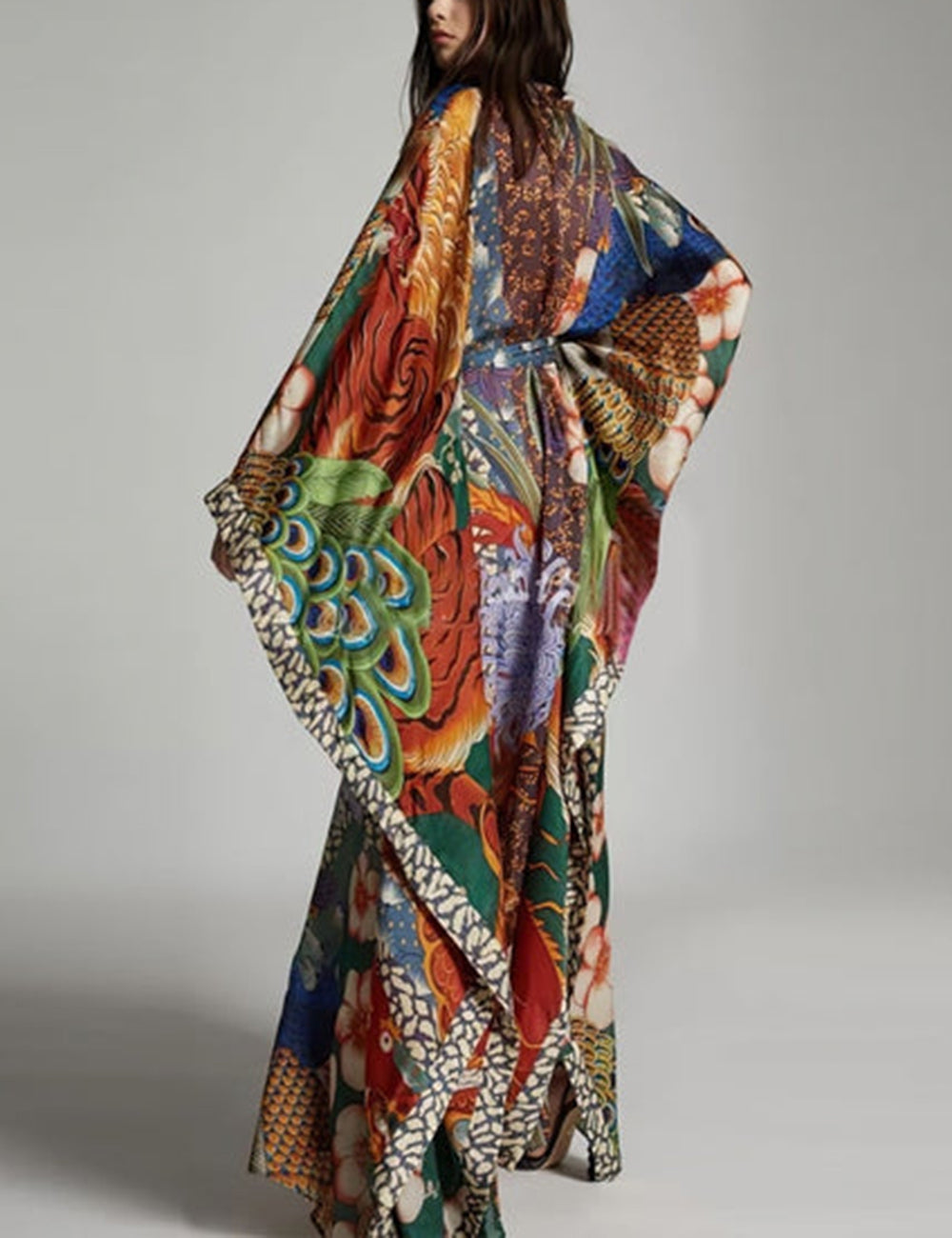 Phoenix Radiance Belted Kimono Robe Dress