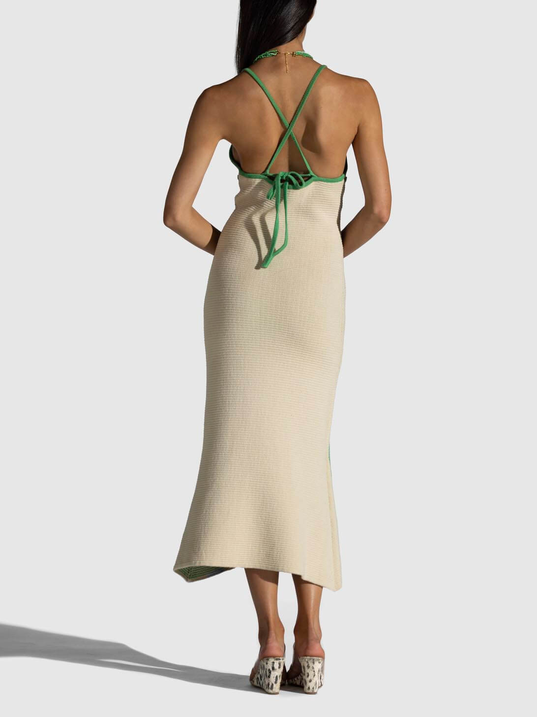 Chic Halterneck Backless Knitted Midi Dress