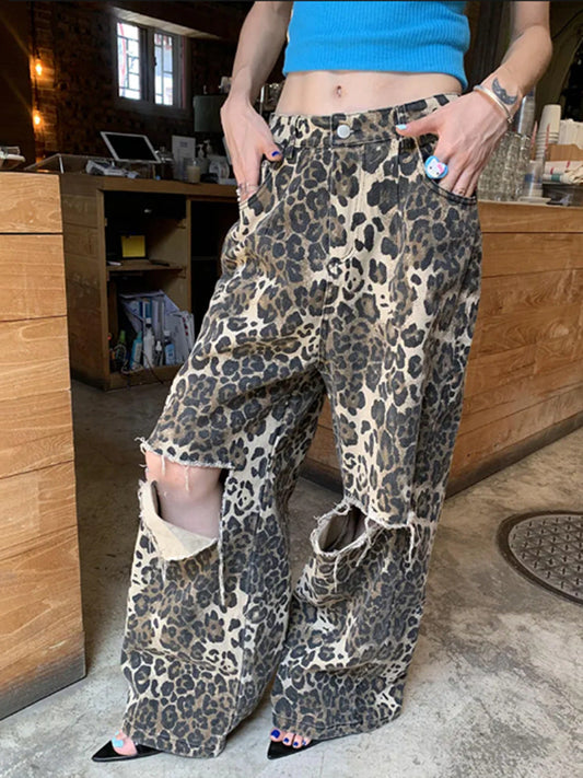 Leopard Muse High-Rise Distressed Statement Jeans