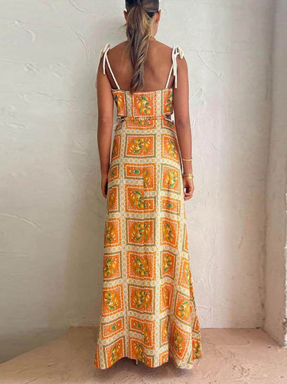 Lemonade - Lemon Print Strappy Maxi Dress