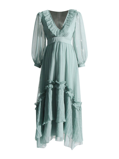 Ruffled Silk Stardust Maxi Dress - Airnori