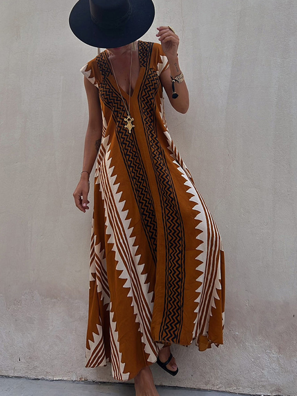 Shannon Bohemian Aztec Print Maxi Dress - Airnori