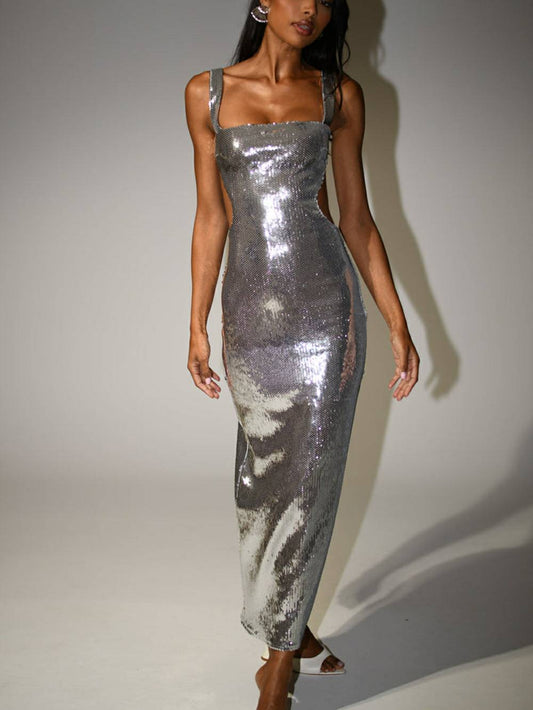 Valentina - Sequin Cut-Out Bodycon Maxi Dress
