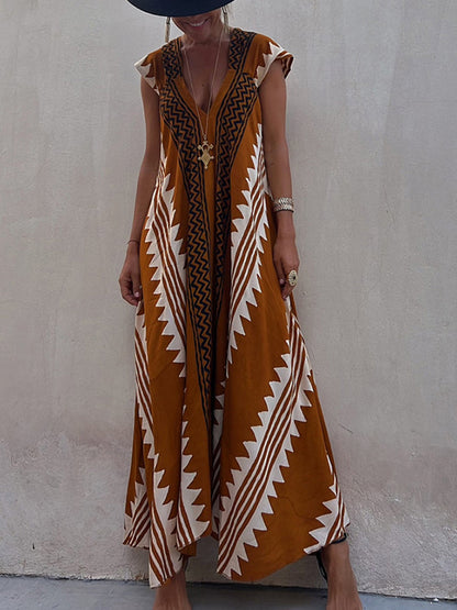 Shannon Bohemian Aztec Print Maxi Dress - Airnori